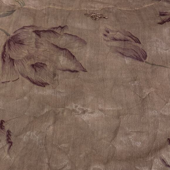 Tienda Ho Women OSFM Blouse Embroidered Long Sleeve Boho Floral Brown - Picture 4 of 10